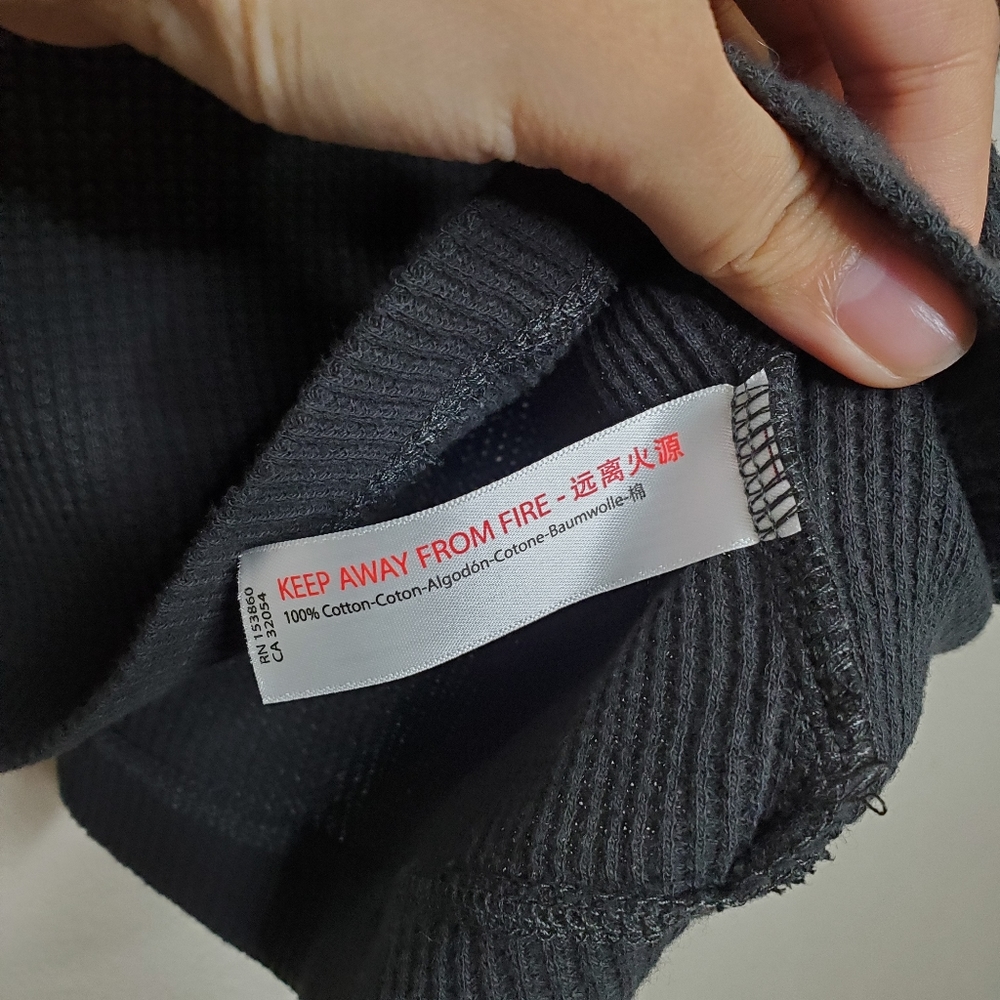 Free People Intimate Revolve Early Night Black Waffle Knit Oversized Thermal Top - Picture 9 of 11